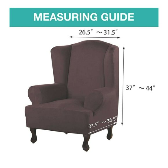 Turquoize Wing Chair Slipcover Suede Protector 1-Piece, Color Brown - Picture 5 of 5
